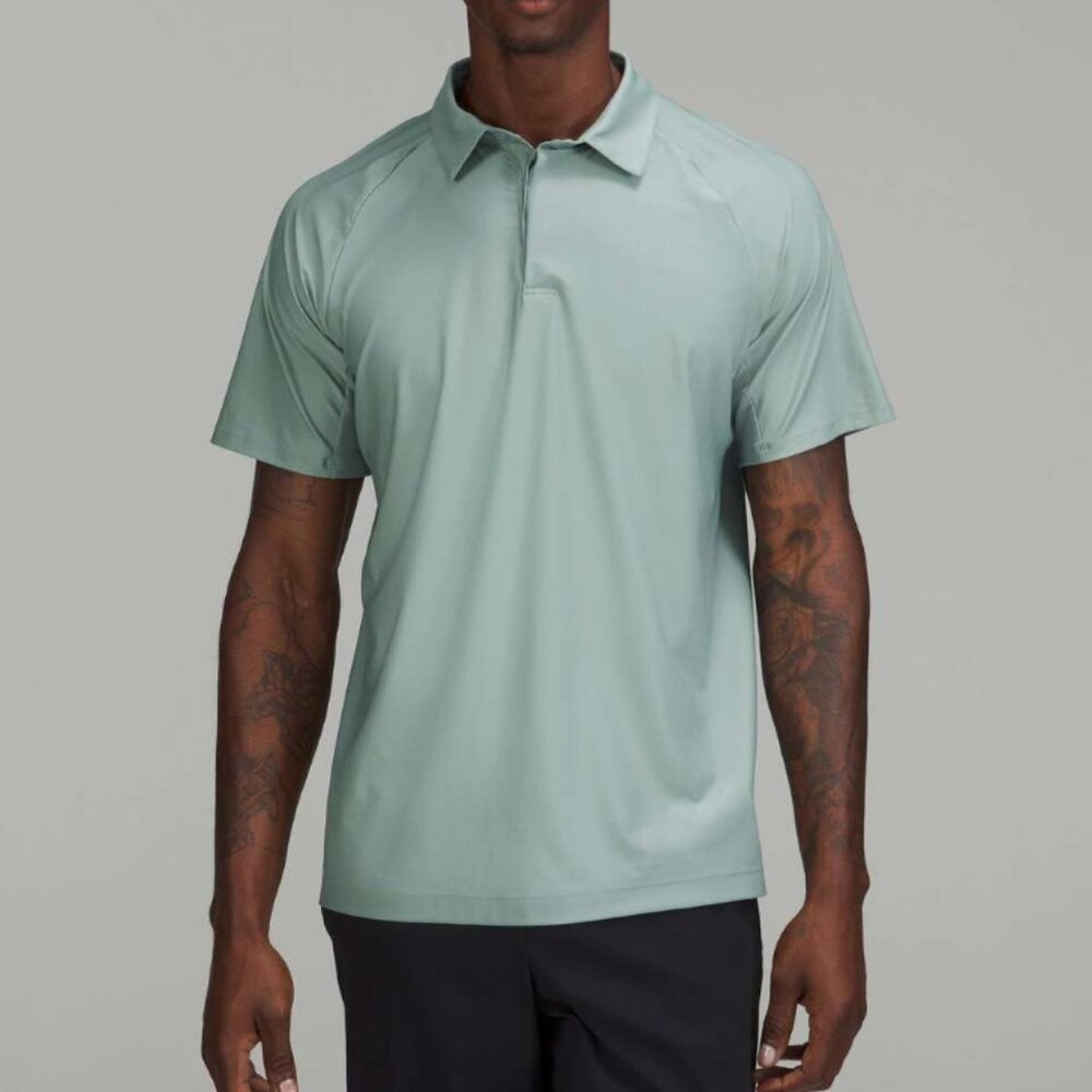 Lululemon Stretch Golf Polo Shirt Misty Glade shirt green blue L short sleeve